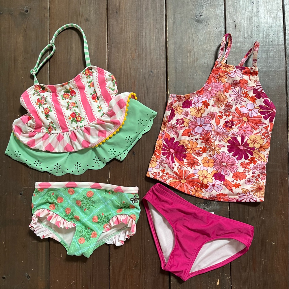 Size 4 Matilda Jane Brilliant Daydream Wake Boarding Swimsuit Top Size 6 bottoms